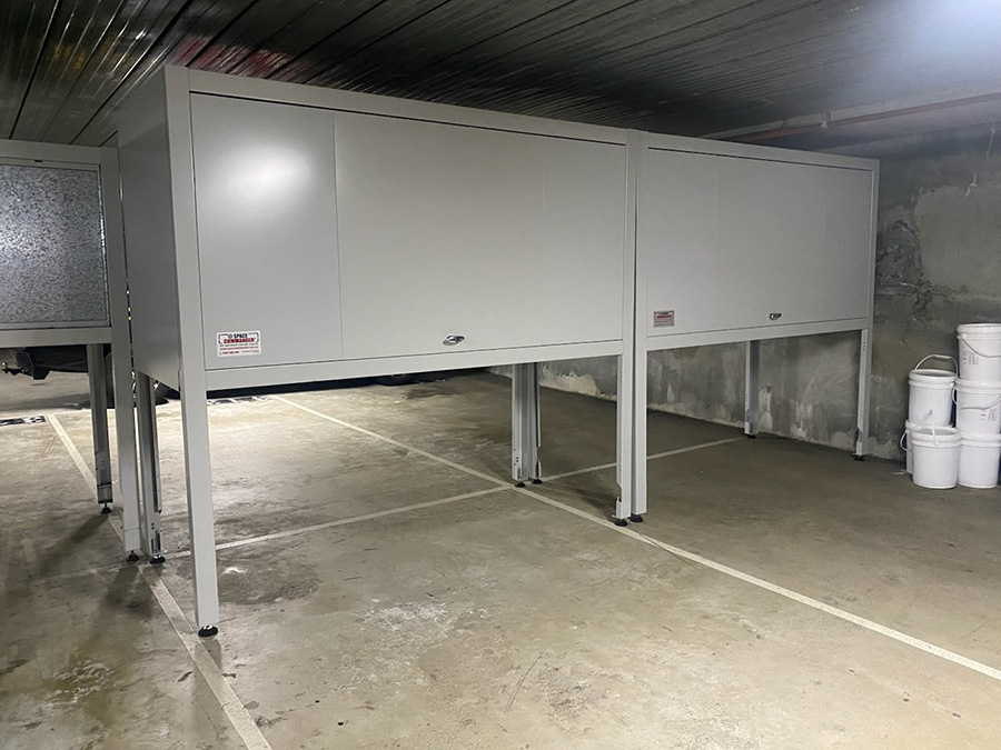 Over car bonnet storage for apartment basements